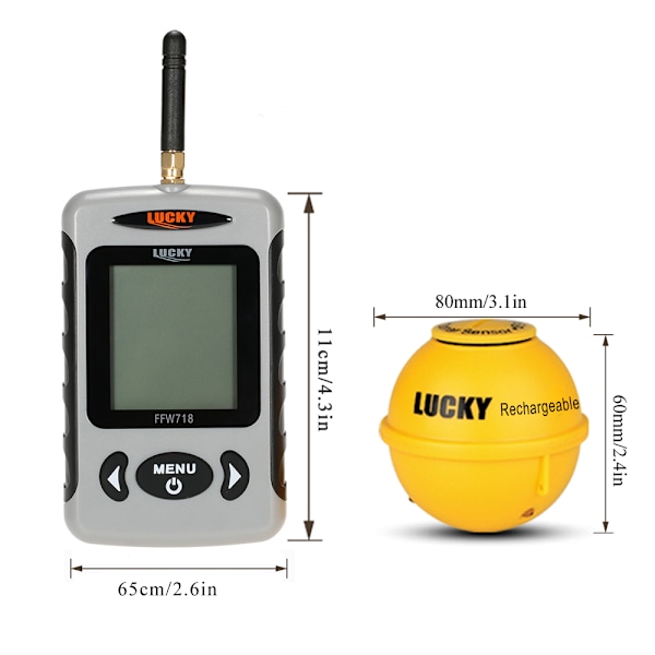 LUCKY Bærbar Professionel Ekkolod Trådløs Sonar Fiske Finder Fiskesøger Detektor med Dot Matrix