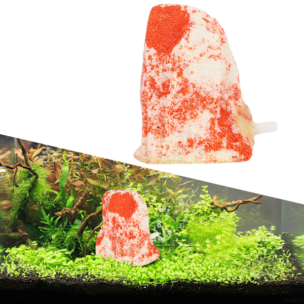 Hvid Rød Akvarium Kunstig Vulkan Boble Luftsten Fisketank Beluftningstilbehør Landskabs Ornament