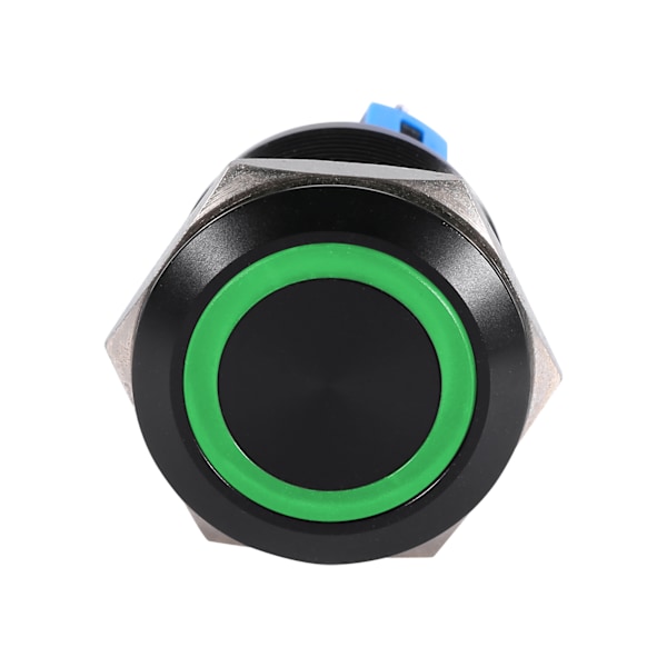 22mm 12V-24V Vattentät Självlåsande Tryckknappsbrytare Grön LED