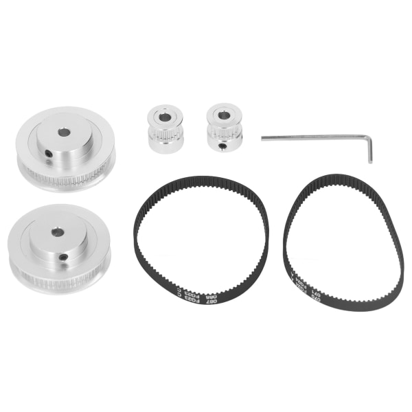 2 Set Synkrona Hjul GT2 Aluminium Legering Tidtagningspulley med 2 st Längd 200mm Bredd 6mm Bälte 5mm Inre Hål