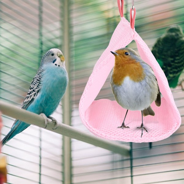 Sommer Åndbar Mesh Kæledyrsfugl Papegøje Rede Hængekøje Seng Hamster Hus Bur Legetøj (Pink)