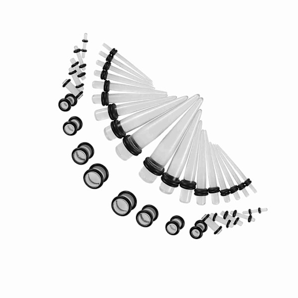 36 stk. Moderigtig Akryl Stretcher Øre Taper Expander O Ring Strækkersæt Transparent Lumine