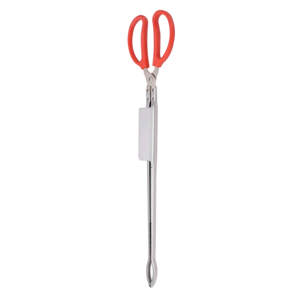 Krabbtång Rostfritt Stål Plasthandtag 51cm Längd Spårspetsdesign Förtjockad Värmebeständig Sax Tång för Fiske Böjd Mun
