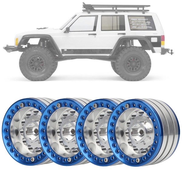 4 stk. 1,9-tommers aluminium Beadlock felger nav for SCX10 1/10 RC Crawler bil (sølvblå)