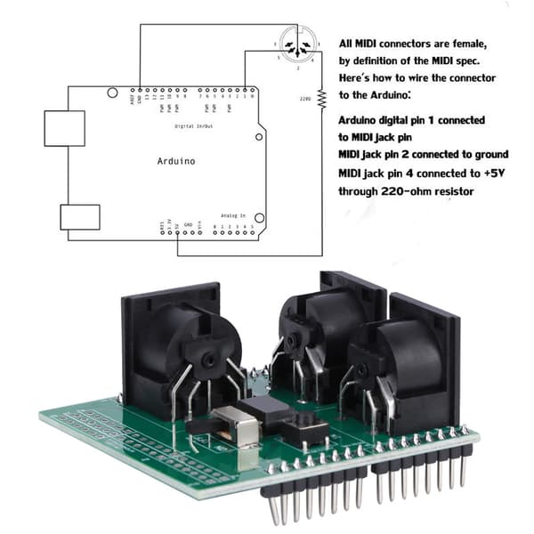 Fremragende MIDI Shield Modul Digitalt Interface Adapter Elektronisk Måleinstrument