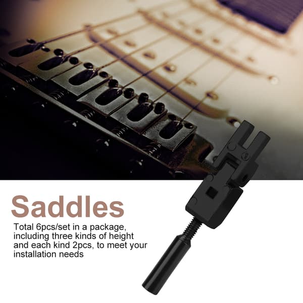 6 stk. Roller Bridge Tremolo Saddles med nøgle til elektrisk guitar (sort)