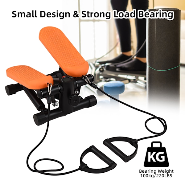 Mini Stepper til Træning Hjemme med Modstandsbånd LCD-Display Kapacitet 100kg Trappe Stepper