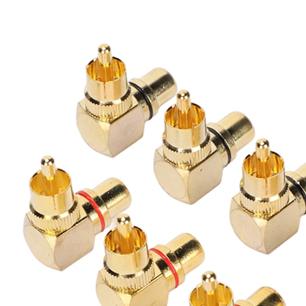 10 kpl RCA-kulma-adapteri uros-naaras kupari kullattu 90 asteen L-tyypin RCA-adapteriliitin