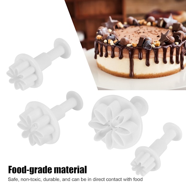 4 st Tårtdekorationsformar Blommönster Fondant Skärare Form DIY Bakredskap