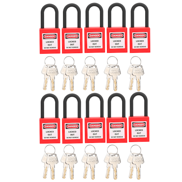 10 Set 38mm Lås Dustproof Nylon Industriell Ingenjörsisolering Säkerhetsverktyg för Fabriker Röd