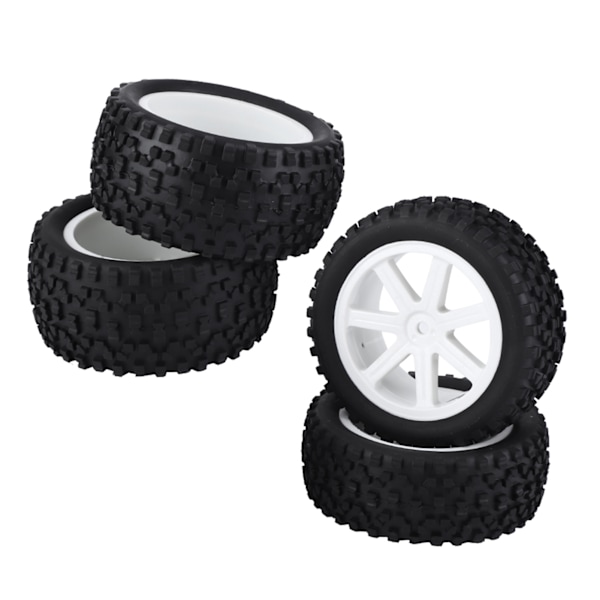 4 stk. 1/10 RC Truck Gummi Dæk Hjul til ZD Racing Buggy Crawler Bil Hvid