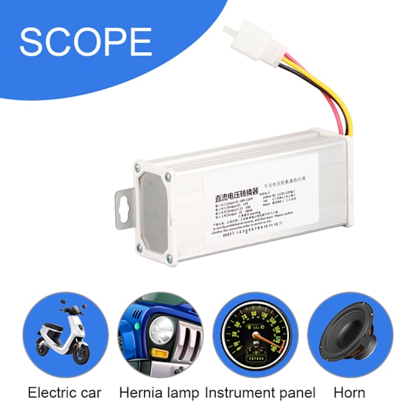 DC 48V‑120V til 12V/15A /180W Konverter Adapter for Elektrisk Sparkesykkel