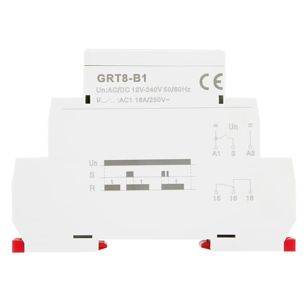 GRT8‑B1 Mini Strömbortfall Fördröjning Tidsrelä DIN-skena Typ AC/DC 12V~240V