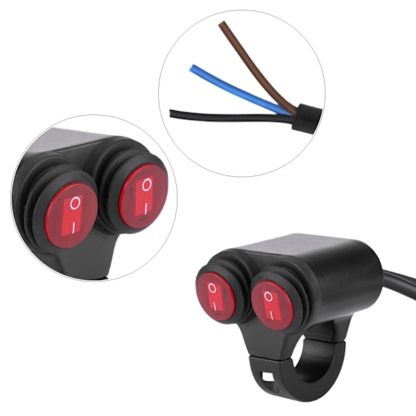 22mm Universal Motorcykel Styr Forlygte Bremse Tågelygter Horn Dobbelt Knap Kontakt Model C