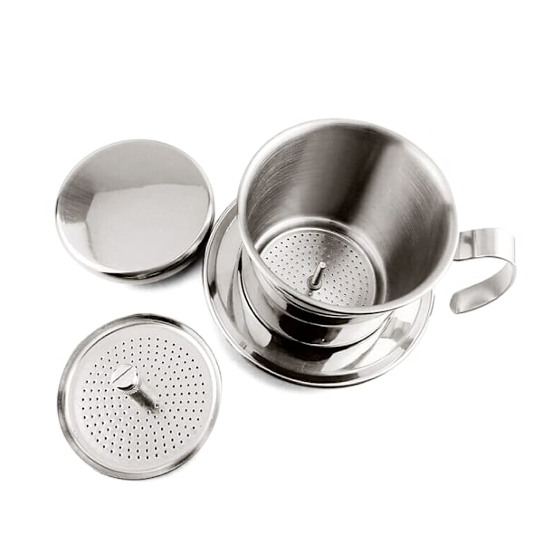 Rostfritt Stål Vietnamesiskt Kaffe Droppfilter Maker Phin Infuser Silver