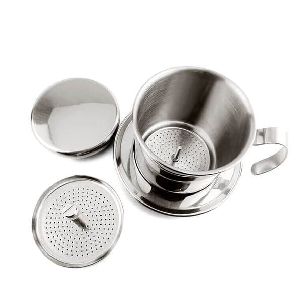Rustfri stål kop vietnamesisk kaffe dryp filter maker Phin Infuser sølvfarvet