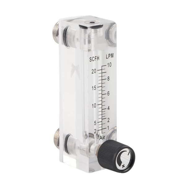 LZM6T Akryl PMMA Justerbar Paneltyp Gasflödesmätare 1~10LPM 1/4\"BSP M18*1.5