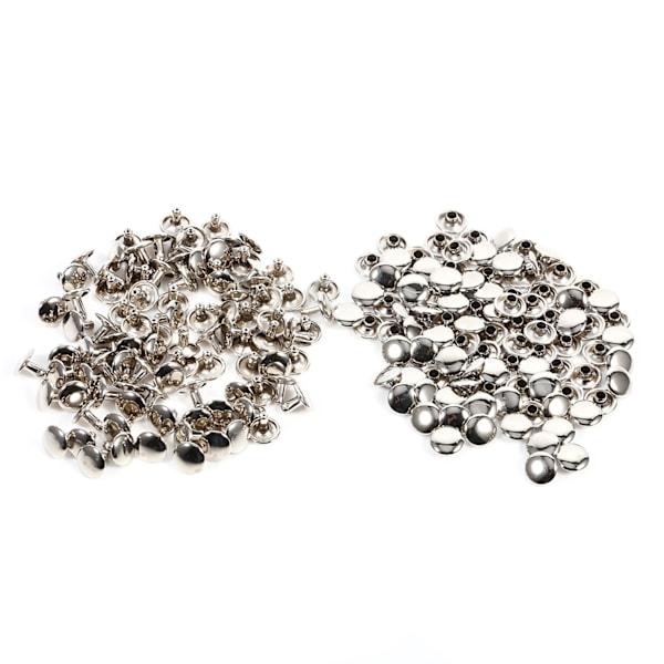 100 settiä 8 x 10 mm kaksoisniitti metallinen nahkatyö korjaukset nastat piikki koristelu (hopea)