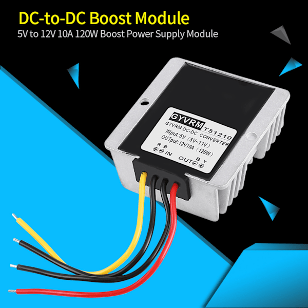 DC-DC Step Up-omvandlare 5V till 12V 10A 120W Boost Strömförsörjningsmodul