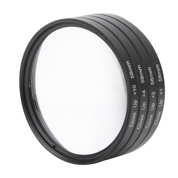 Optiskt Glas Makro Närbild +1 +2 +4 +10 Linsfilter Kit 58mm för Canon Nikon Sony Kameror