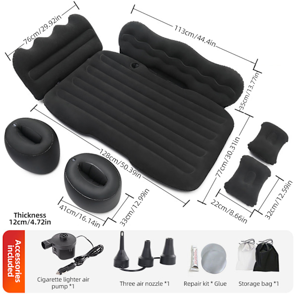 Madrass Bil Oppblåsbar Reiseseng Hjem Utendørs Campingmatte Bak Flocking Pluss Luftmadrass for SUV