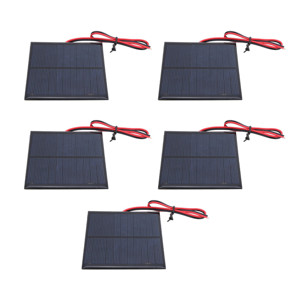 5 Styck Mini Solpanel Epoxi Power Board Modul 30CM röd och svart tråd DC5.5V 160mA