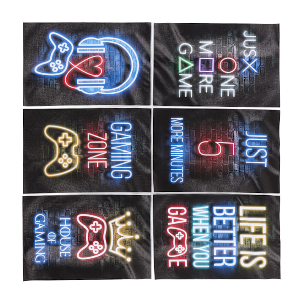 6 st Neon Gaming Posters 20x30cm Färgglada Spelrum Canvas Väggkonst Dekoration för Pojkars Rum