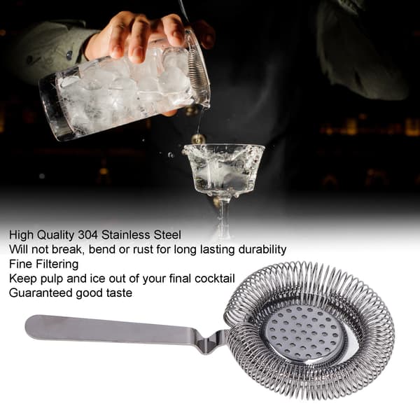 Bar Strainer Fin Filtrering Professionel Cocktail Strainer i Rustfrit Stål til Bartending Restaurant Fest Sort Belagt