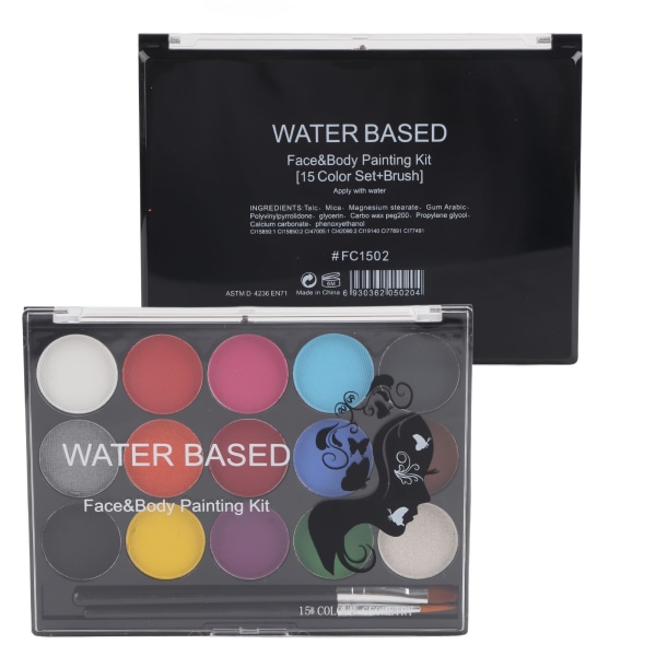 15 färger Paint Makeup Set Ansiktskropp Ej giftigt vattenlösligt målningsverktyg