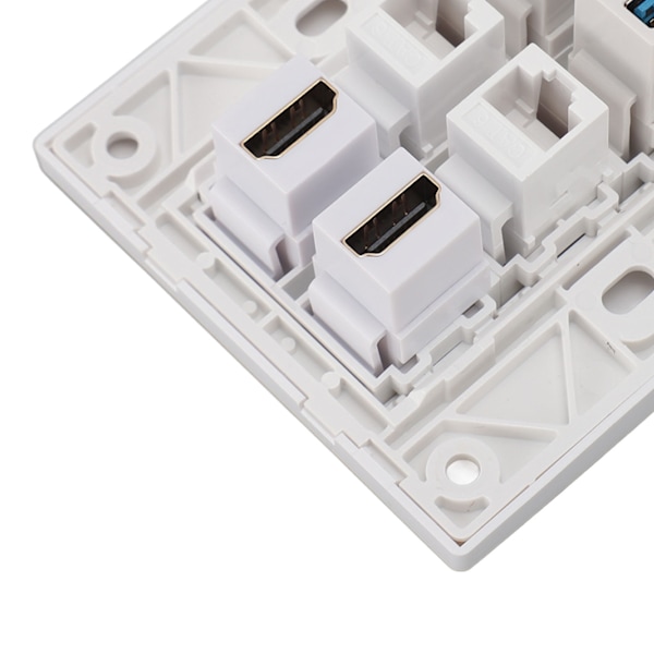 6 Port Multimedia Väggplatta 5Gbps 4K 60HZ HD Multimedia Interface Cat6 RJ45 USB3.0 Combo Väggplatta Panel