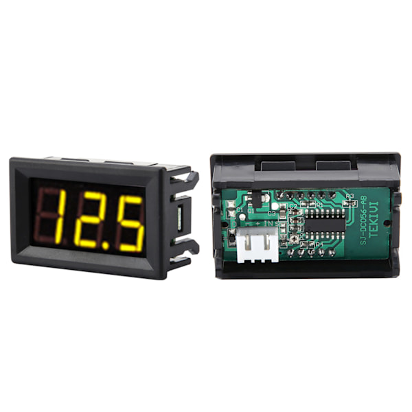 0.  56\" 3-leders digitalt LED voltmeter spenningsmålerpanel med omvendt polaritetsbeskyttelse DC0-100V (Gul)