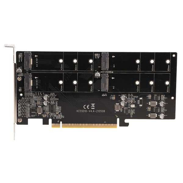 MAIWO PCIE X16 Adapterkort M.2 NVMe Protokol 4-Bay SolidState Drev Array Køling