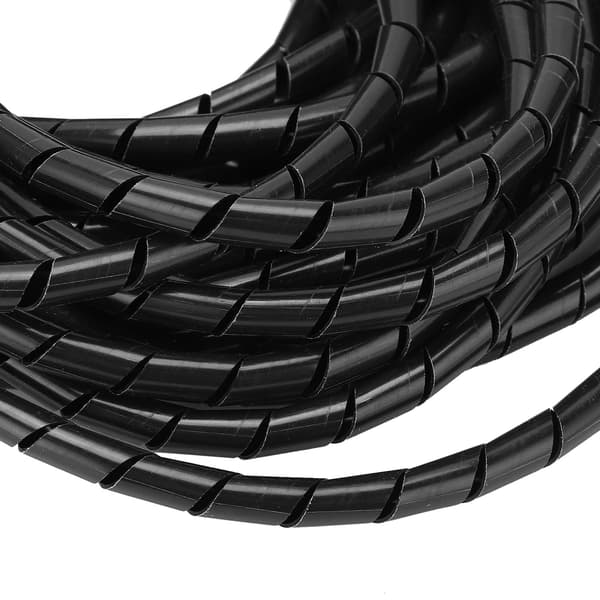 Spiral Ledningsvikling Fleksibel Kabel Organizer Management Sort Φ8mm 10 Meter til Ledningsføring