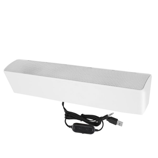 USB Trådbunden Stereo Soundbar Musikspelare Bas Surround Sound Box 3,5 mm ingång för PC-mobiltelefoner (Vit)