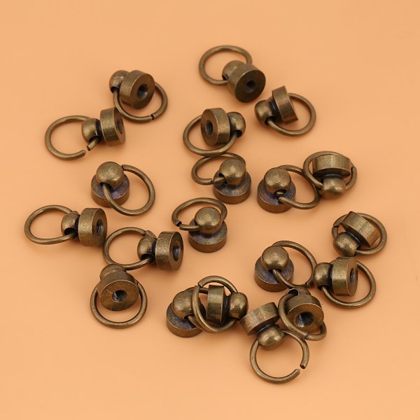 20 stk. DIY Læderhåndværk Metalnitte med Ring Spænde til Taske/Telefon Etui Dekoration (bronze) (Slidseskrue)