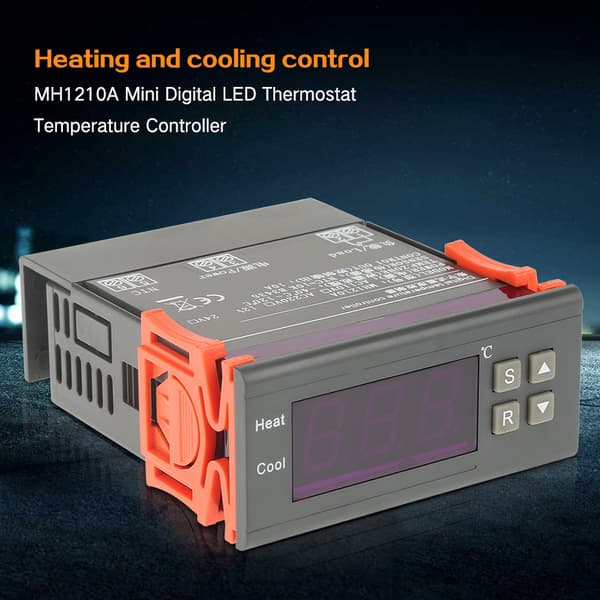 MH1210A Mini Digital LED Termostat Temperaturkontroller med Sensorprob (AC220V)