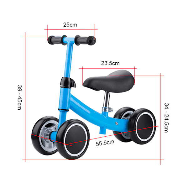 Balance Træning Mini Cykel Scooter Walker Scootere til 1-2 Års Baby (Blå)