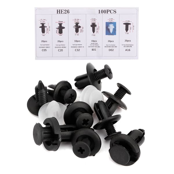 100 stk. Bil Dørkort Panel Trim Clips Støtfanger Festeholder Push Rivet Kit Universal