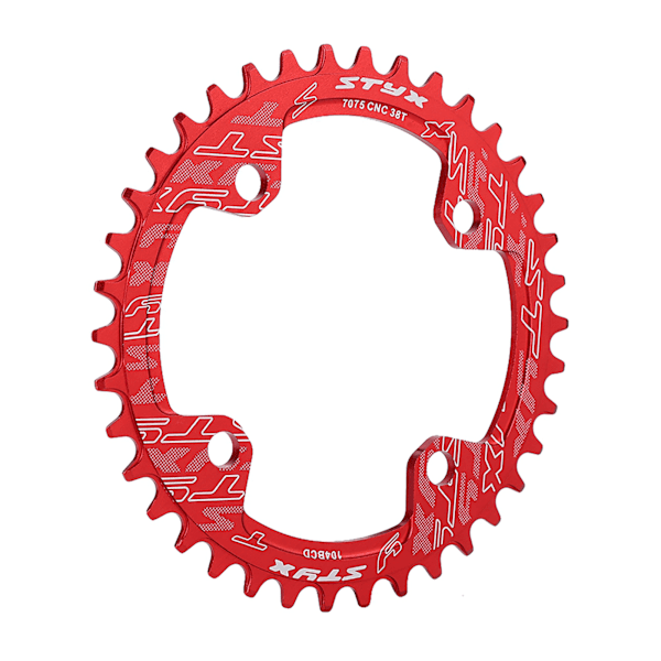32/34/36/38T BCD 104 Mountainbike Stål Enkelt Kranksæt Kæde Ring Reparationsdele (Rød 38T)