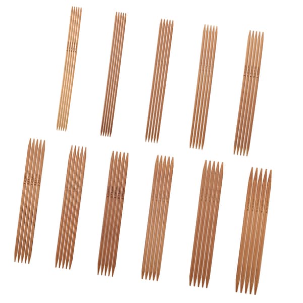 Set med 11 Bambu Dubbelspetsiga Stickor Set 11 Storlekar (13 cm)