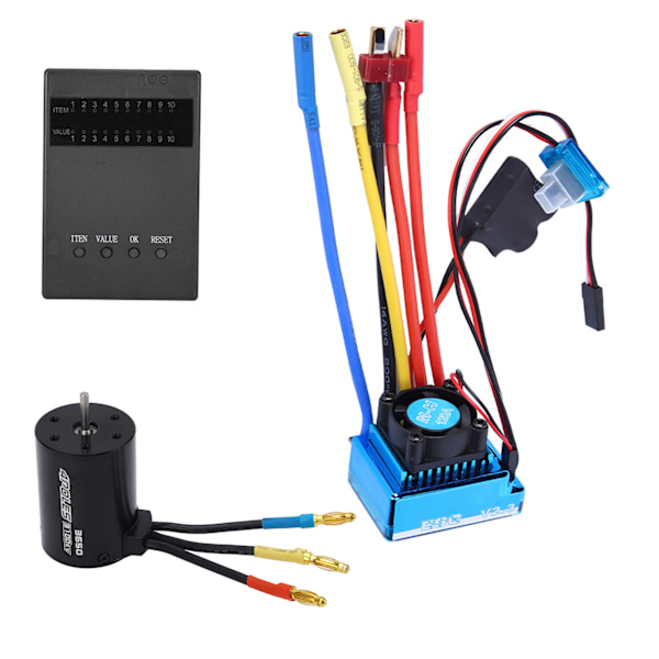 3650 Motor 3100Kv Børsteløs ESC Programkort Sæt til 1/10 RC Bil Reservedel (120A)