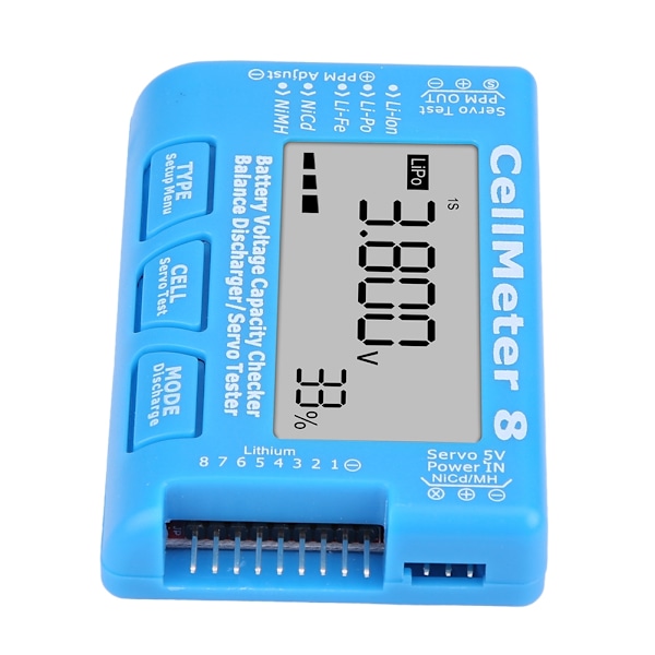 RC CellMeter 8 Digital Batterikapacitet Spänningsmätare LiPo Li Ion NiMH RC CellMeter 8