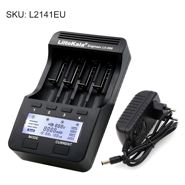 LiitoKala Lii-500 4 Fack Smart Intelligent Batteriladdare Kit för 3.7V Li-ion & 1.2V Ni-MH Uppladdningsbart Batteri LCD-Display