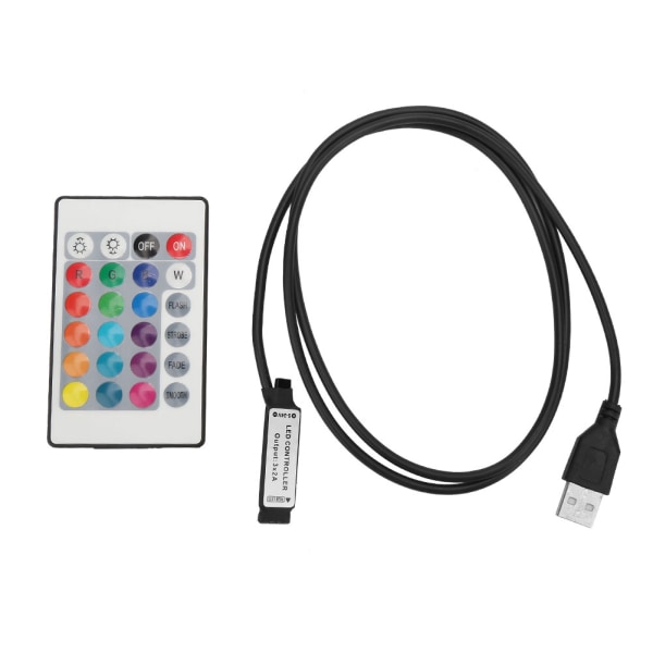 5-24V 24-nyckel RGB LED-ljusremsa Trådlös fjärrkontroll USB 6A lampeffekt IR-kontroll (1m)