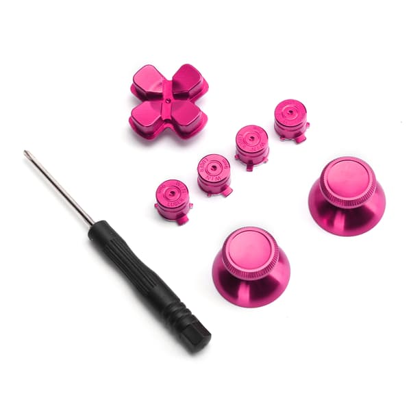 Metal Knap Tommelfingerstyring Simulerer Greb til PS4 Gamepad Controller Joystick Udskiftning Rose Rød
