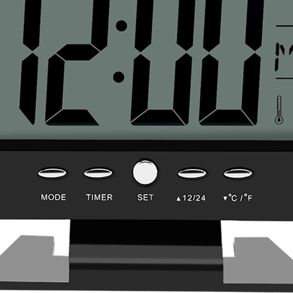 LCD Digital Lydsensor Bord Skrivebords Vækkeur med Kalender og Temperaturvisning Sort