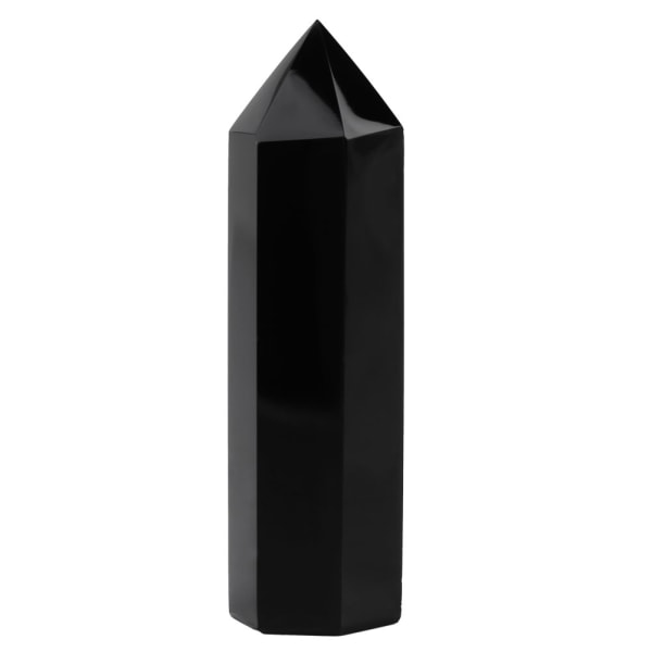 1 st Natursvart Obsidian Crystal Stone Point Healing Hexagonal Wand Column