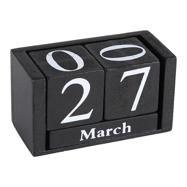 Vintage Träkalender Skrivbords Dekoration Månad Datum Visning Hem Kontor Svart