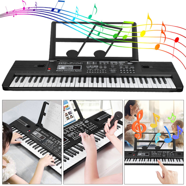 61 Tangenter Digitalt Musik Elektronisk Orgel Bærbart Keyboard med Mikrofon til Børn