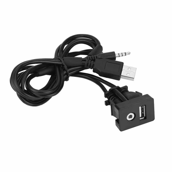Bilbåt Dash Flush Mount USB -port 3,5 mm AUX-jack förlängningskabel Kabelmonteringspanel